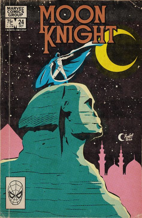 Marvel Graphic Poster, 80s Marvel Comics, Moon Knight Comic Cover, Marvel Homescreen Wallpaper, Moon Knight Art, Marvel Retro Poster, 80s Comics, Marvel 80s, Marvel Bedroom