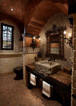 Bath Photos Design Ideas, Pictures, Remodel, and Decor - page 8 Drømme Bad, Tuscan Bathroom, Mediterranean Bathroom, Background Inspiration, Mediterranean Style Home, Bathroom Model, Bathroom Idea, Mediterranean Decor, Rustic Bathrooms