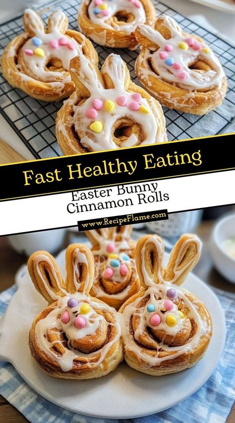 Want a fun and festive Easter treat? These Easter Bunny Cinnamon Rolls are adorable, fluffy, and packed with warm cinnamon goodness. Perfect for a holiday brunch! Bunny Cinnamon Rolls, Holiday Brunch, Easter Treats, Easter Recipes, Holiday Table, Holiday Tables, Cinnamon Rolls, Easter Bunny, Cinnamon