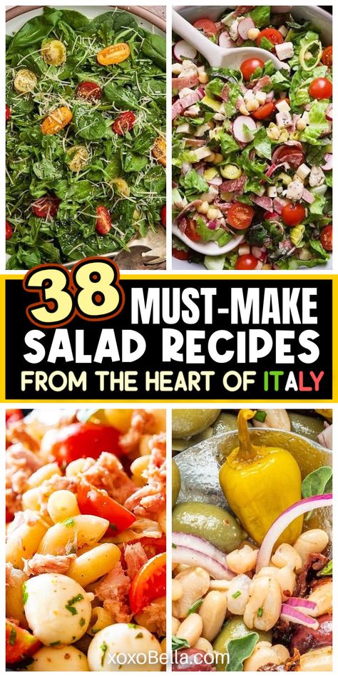 Salad recipes from Italy Best Italian Salad, Italian Salads, Crowd Recipes, Tomatoes And Mozzarella, Italian Salad Recipes, Bean Salads, Low Cal Meals, Giada Recipes, Slaw Dressing