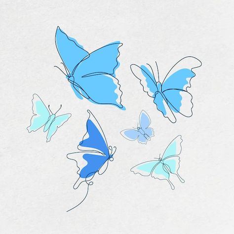 Blue Butterfly Sketch, Buterfluffy Illustration, Butterfly Graphic Design Poster, Butterfly Drawing Flying, Butterfly Illustration Simple, Wallpaper Combinations, Blue Butterfly Drawing, Butterfly Illustration Design, Blue Butterfly Illustration