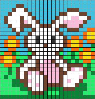 Perler Bead Mario, Plastic Canvas Letters, Easy Perler Bead Patterns, Rabbit Animal, Pixel Drawing, Pix Art, Pixel Design, Christmas Knitting Patterns, Animal Nature