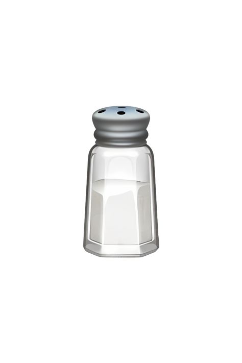 The emoji 🧂 depicts a small, white salt shaker with a blue cap and a few grains of salt spilling out of the top. The shaker has a curved body and a flat base, and the cap is slightly wider than the body. The overall appearance is simple and straightforward, with a clear representation of the object it represents. Salt Drawing, Silly Emojis, Emoji Copy, Apple Emojis, Emoji Dictionary, 3d People, Iphone Emoji, Emoji Iphone, Emoji Wallpaper Iphone