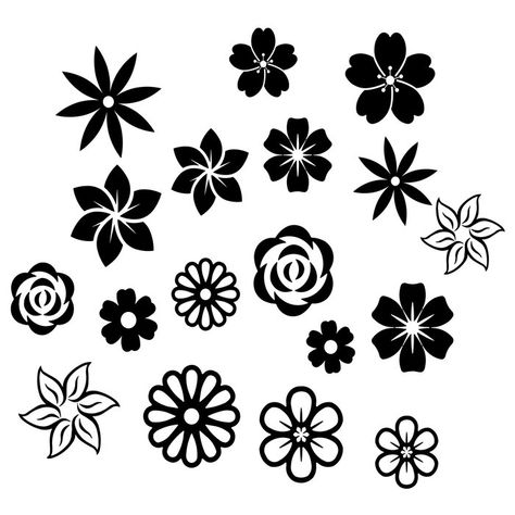 Cricut Wall Decals Diy, Simple Flower Pattern, Print Making Designs, Silhouette Flower, Flower Wall Decal, Arte Art Deco, Flowers Black And White, Zebra Canvas, Gold Map