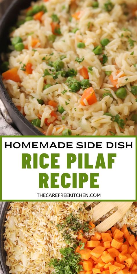 Homemade Rice Pilaf, Rice Pilaf With Orzo, Orzo Rice, Easy Rice Pilaf, Rice Dishes Recipes, Rice Pilaf Recipe, Pilaf Recipe, Rice Side Dish Recipes, Pilaf Recipes