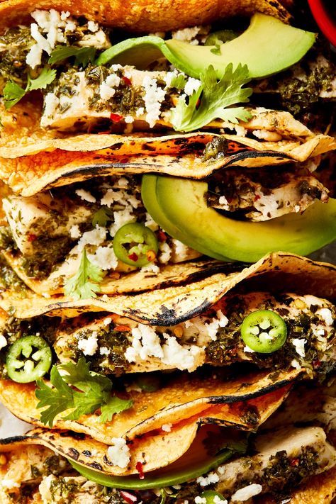 Chimichurri Chicken Tacos, Chicken Chimichurri Tacos, Chicken And Chimichurri, Steak Tacos Chimichurri, Steak Tacos With Chimichurri, Chimichurri Tacos, Grilled Chicken With Chimichurri Sauce, Kimchi Burger, Broccoli Curry