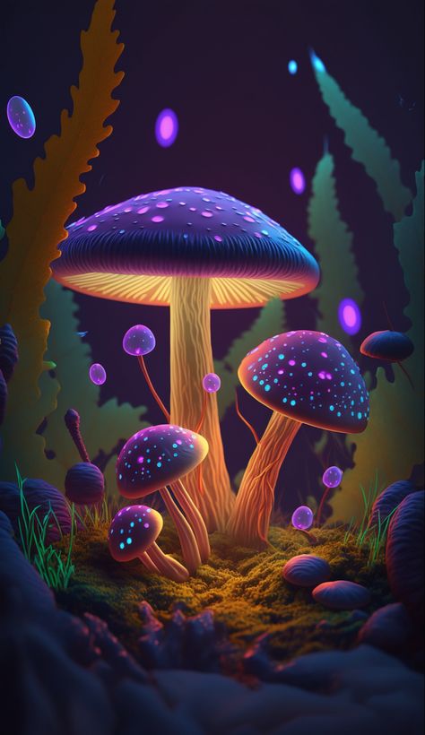 Floral Lockscreen, Hobbit Homes, Glowing Mushrooms, Mushroom Paint, Mushroom Wallpaper, Mushroom Pictures, Mushroom Drawing, Psychadelic Art, Trippy Wallpaper