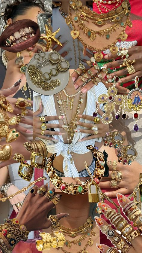 maximalist jewelry 🪽#jewelry #gold #maximalist #vibes #y2k Y2k Maximalist, Maximalist Jewelry, Xoxo Jewelry, Jewelry Closet, Dope Jewelry Accessories, Earthy Jewelry, Y2k Jewelry, Necklaces And Bracelets, Jewelry Accessories Ideas