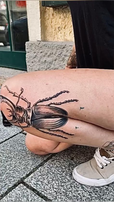 Tattoo Pierna, Tattoo Perna, Beetle Tattoo, Funky Tattoos, Insect Tattoo, Bug Tattoo, Wicked Tattoos, Elbow Tattoos, Full Body Tattoo