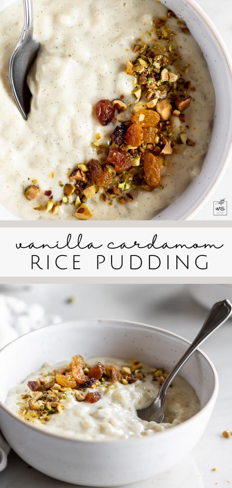 Cardamom Rice Pudding, Ayurvedic Rice Pudding, Rice Pudding With Cardamom, Rice Pudding Breakfast, Cardamom Rice Recipe, Cardamom Baking, Peruvian Rice Pudding, Coconut Rice Dessert, Warm Rice Pudding