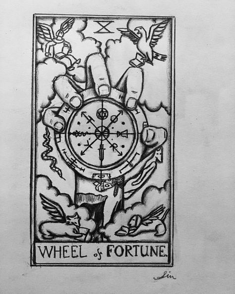 Isaacisdrawing | "Wheel of fortune" tattoo For my bro @ovx.xx #417 #tattoo #instaart #art #artwork #drawing #artist #sketch #tarot #pencil #sketchbook #hkig… | Instagram Wheel Of Fortune Tarot Tattoo, Wheel Of Fortune Tattoo, Fortune Tattoo, Wheel Of Fortune Tarot, Wheel Tattoo, Tarot Card Tattoo, Tarot Tattoo, Pencil Sketchbook, Card Tattoo Designs