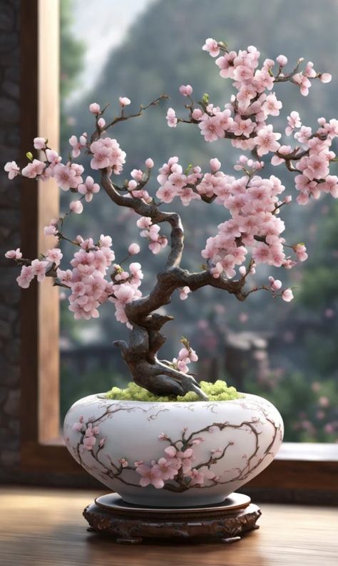 Sakura Bonsai Tree, Takken Decor, Bonsai Fruit Tree, Cherry Blossom Pictures, Flowering Bonsai Tree, Vintage Brass Decor, Vertical Garden Indoor, Lucky Plant, Household Plants