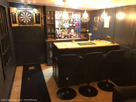 Games Shed, Dart Room Ideas, Small Home Bars, Man Shed Bar, Darts Room, Backyard Shed Bar Ideas, House Bars, Shed Bar Ideas, Shed Pub