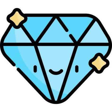 Diamond Clipart, Shrinky Dink Crafts, Diamond Icon, Kawaii Clipart, Overlays Cute, Kawaii Faces, Diamond Drawing, Cd Art, Easy Drawings For Kids