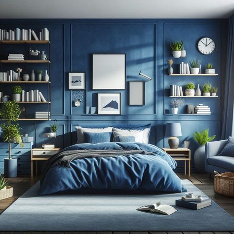 #bluebedroomdecor #bluebedroomideas #bluebedroomdesign #instagramers #NationalBeachDay #NicoleKidman #livingmybestlife #livingroomdesign #livingroom #WomensEqualityDay #aihomemalaysia Cerulean Blue Room, Sky Blue Bedroom Walls, Blue Feature Wall Bedroom, Blue Feature Wall, Bedroom Fun, Blue Bedroom Design, Feature Wall Bedroom, Ocean Room, Apartment Vibes