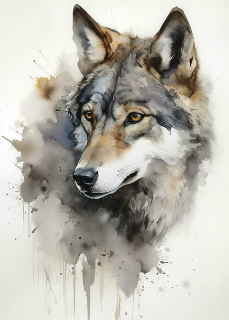 Animals Abstract, Abstract Wolf, Watercolor Wolf, Chalk Pastel Art, Animal Tattoo Ideas, Wolf Painting, Illustrator Inspiration, Animal Illustration Art, Canine Art