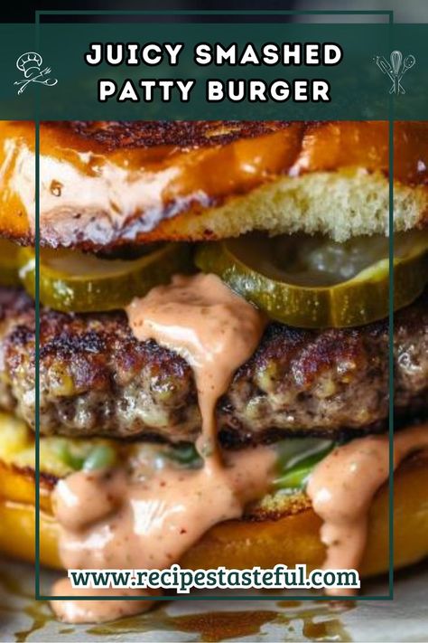 A classic burger elevated with a crisp, juicy patty and a tangy, flavorful sauce that takes it to the next level. Burgers Sauce, Juicy Burger Recipe, Smashed Burgers, Classic Burger, Craft Burger, Juicy Burgers, Juicy Burger, Burger Sauce, Secret Sauce