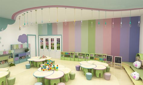 Daycare Interior Design, Graduation Kindergarten, Kindergarten Interior, Preschool Designs, Classroom Interior, Daycare Decor, Preschool Decor, Daycare Design, Kindergarten Classroom Decor