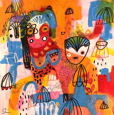 Childlike Art, Office Wall Graphics, Outsider Artists, Art Faces, Sketchbook Inspo, Coloring Markers, Whimsical Illustration, Naive Art, Outsider Art