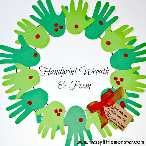 Handprint Wreath, Santa Handprint Ornament, Santa Handprint, Christmas Handprint Crafts, Christmas Handprint, Winter Unit, Christmas Wreath Craft, Handprint Ornaments, Handprint Christmas