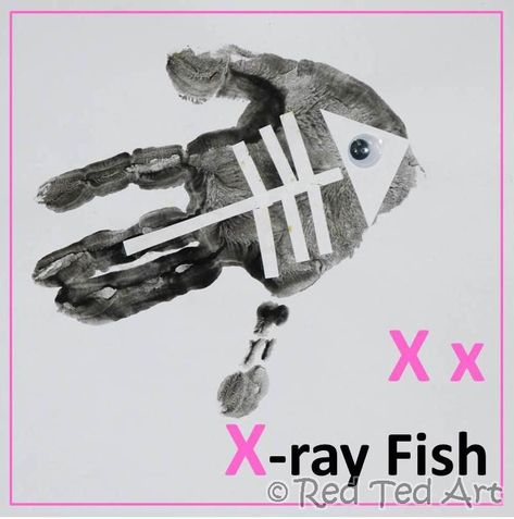 xray fish alphabet craft Handprint Alphabet, X Ray Fish, Letter X Crafts, Nursery Projects, Ray Fish, Abc Crafts, Crafts For Preschoolers, Preschool Projects, Preschool Literacy