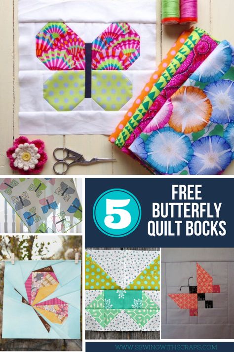 Sewing With Scraps, Butterfly Quilt Pattern, Bee Quilt, Free Paper Piecing Patterns, Patchwork Quilting Designs, Spring Sewing, Lampshade Makeover, Butterfly Pillow, Spring Quilts