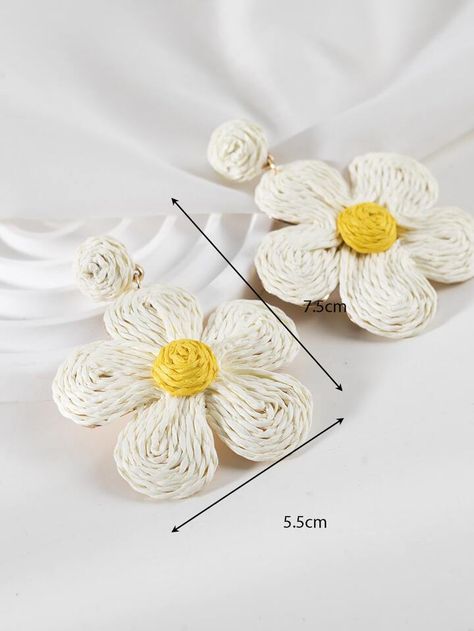 Tropical Flower Design, Rattan Earrings, Straw Earrings, Rattan Flower, Rattan Handbags, Earrings Diy Handmade, Exclamation Point, Flower Ear, Earrings Summer