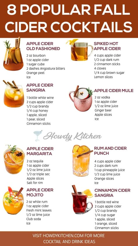 13 Best Fall Cider Cocktails - HowdyKitchen Cider Cocktail Recipes, Fall Cider, Cider Cocktail, Apple Cider Sangria, Cider Drinks, Apple Cider Cocktail, Lights For Christmas, Fall Cocktails Recipes, Cider Cocktails