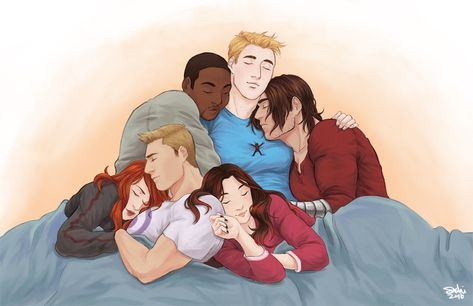 Team Cap Taking A Nap || Steve Rogers || Bucky Barnes || Sam Wilson || Wanda Maximoff || Clint Barton || Natasha Romanoff         Can we talk about what is happening in Steves chest... i think antman find a great pleace to sleep... Bed