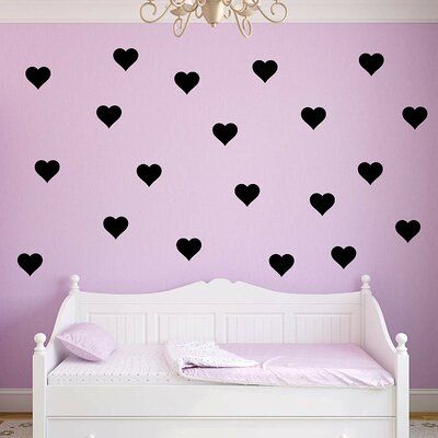 Harriet Bee Hearts Wall Decal Color: Black, Size: 2.8" H x 3" W Toddler Room Ideas Girl, Pink Painted Walls, Bible Wall Decals, Heart Wall Decal, Large Wall Decals, Family Wall Decals, Star Wall Decals, Bible Verse Wall Decals, Floral Wall Decals