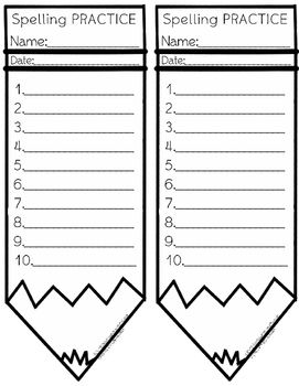 Spelling Test Template Free Printable, Spelling Test Paper, Pencil Template, Homeschool Spelling, Spelling Test Template, Spelling Word Practice, Creative Clips, Homeschool Preschool Activities, Homeschool Worksheets