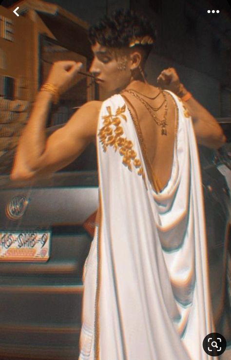 Ancient Egypt Outfits Male, Greek God Outfits Design Male, Greek Aesthetic Fashion Men, Greek Outfit Ideas Men, Sun Themed Outfits Male, Greek Outfit Men, Greek God Outfits Men, Greek Fashion Men, Ancient Greek Clothing Men