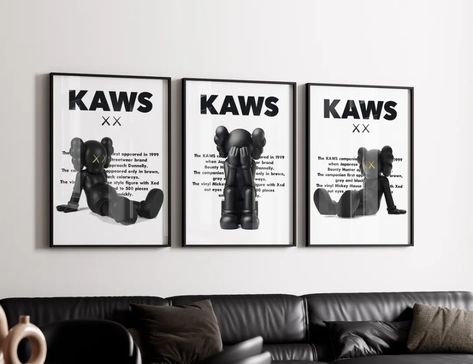 This Digital Prints item is sold by NostalgiquePrints. Ships from United States. Listed on Aug 25, 2024 Black And White Kaws, Kaws Wall Art, Kaws Black, Room Decor Black And White, Hypebeast Room Decor, Room Decor Black, Poster Set Of 3, Hypebeast Room, Black Poster