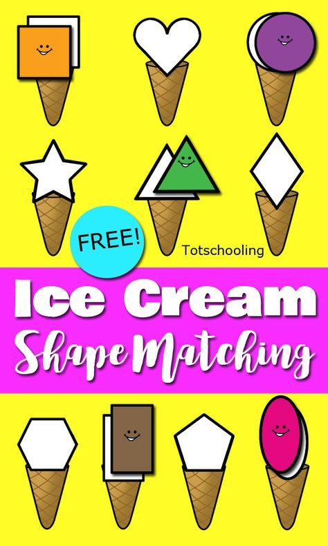 FREE Ice Cream themed shape matching activity for toddlers and preschoolers. Great file folder game or cut & paste activity for Summer learning! Aktiviti Kanak-kanak, Activity For Toddlers, File Folder Activities, Shapes Preschool, Ice Cream Theme, Summer Preschool, File Folder Games, Learning Shapes, Folder Games