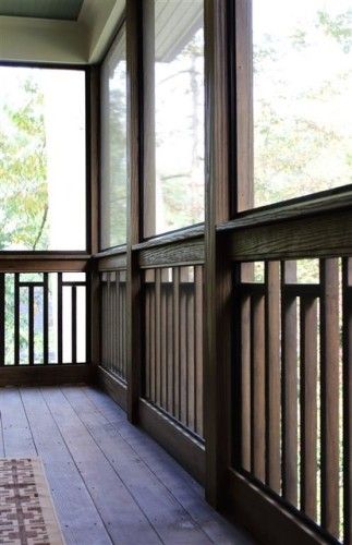 Craftsman Variation on Vertical Wood 2x2 Railing - Deck Railing | Mountain Laurel Handrails | Nationwide Deck Skirts, Craftsman Porch Railing, Backyard Hardscaping, Wood Porch Railings, Porch Balusters, Porch Handrails, Porch Railing Designs, House Bungalow, Craftsman Porch