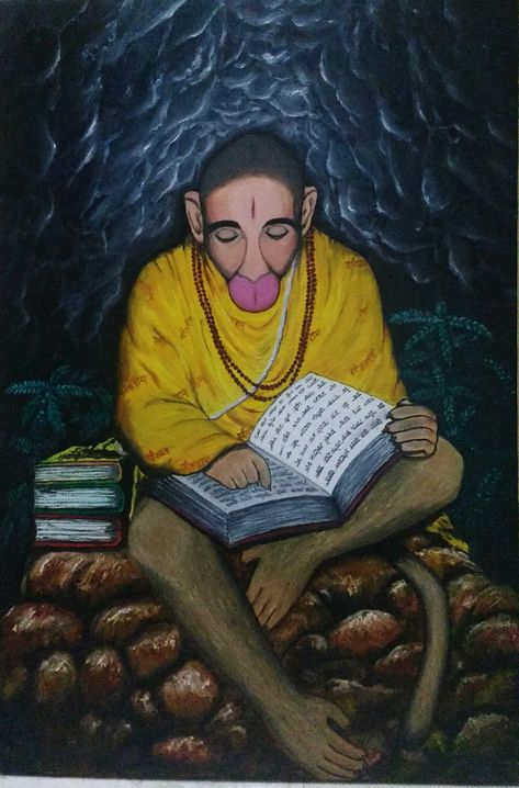 Oil painting of Hanuman ji on streched canvas. Based on a real life incident when few mountaineers see a creature like Hanuman ji in a isolated cave in himalayas. All fainted n told story after returning. The Return Of Hanuman, Hanuman Ji Canvas Painting, Return Of Hanuman, Hanumanji Painting, Hanumanji Drawing, Hanuman Ji Painting, Hanuman Ji Drawing, Hanuman Painting, Sri Hanuman