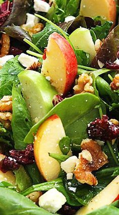 Apple Cranberry Walnut Salad, Apple Spinach Salad, Cranberry Walnut Salad, Paleo Salad, Salad Pasta, Walnut Salad, Apple Cranberry, Spinach Salad, Salad Bar