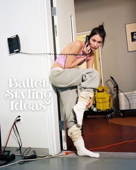 23 Beautiful Ballet Core Outfits - ljanestyle Dance Fashion Editorial, Hobbies Vision Board, Ballerina Off Duty, Bella Hadid Tumblr, Layered Knitwear, Bella Hadid Aesthetic, Dance Fits, Ballet Leotards, Interview Magazine