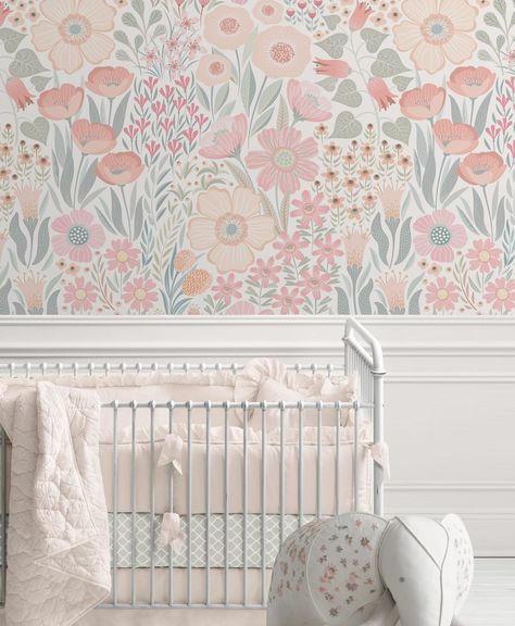 Wallpaper For Nursery, Girl's Rooms, Floral Mural, Kindergarten Wallpaper, Dark Walls, Hewlett Packard, Nursery Wallpaper, Big Girl Rooms, Shower Stall