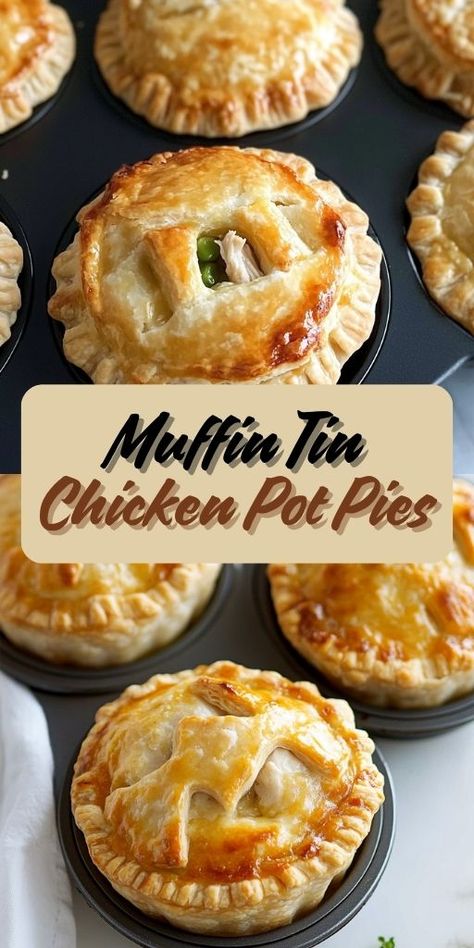 These Muffin Tin Chicken Pot Pies are the perfect way to enjoy the classic comfort food in a fun, individual serving! 🥧🍗 Made with flaky crusts and a creamy chicken filling, these mini pot pies are easy to make and great for family dinners, parties, or meal prepping. A fun twist on a beloved dish!  📌 Save this pin to bake these adorable and delicious muffin tin chicken pot pies! #MuffinTinPotPies #ComfortFood #EasyMeals #FamilyDinners #PotPieLovers #MiniMeals Muffin Tin Chicken Pot Pie, Mini Pot Pies, Chicken Pot Pies, Tin Recipes, Muffin Tin Recipes, Pot Pies Recipes, Meat Pies, Chicken Pot Pie Recipes, Pot Pies