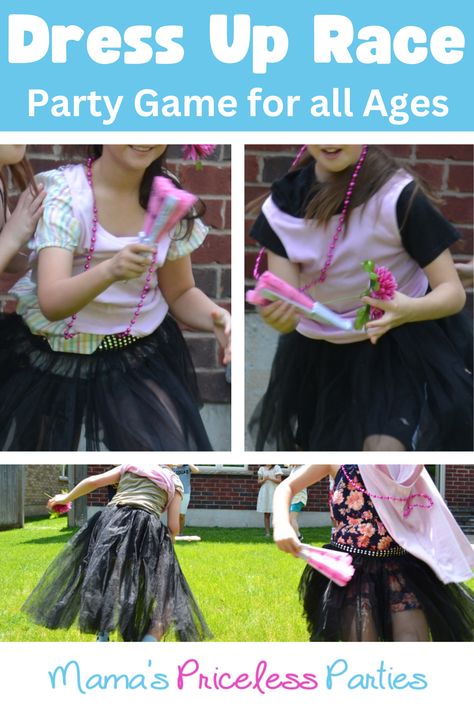 Have a Dress Up Race at your next Party. This fun and silly game is great for all ages. Kids have a blast and absolutely love it! Dress Up Relay Race, Christmas Olympics, Fashion Birthday Party, Elementary Stem, Running Dress, Christmas Dress Up, Silly Clothes, Dresses For The Races, Dress Up Games