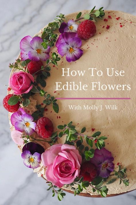 Edible Flowers On Cake, Decorating Cake With Flowers, Desserts With Flowers, Flower Flavored Cake, Decorate Cake With Flowers, Edible Flower Cake Ideas, Edible Flower Cakes, Edible Flower Cupcakes, Edible Flower Cake Decoration