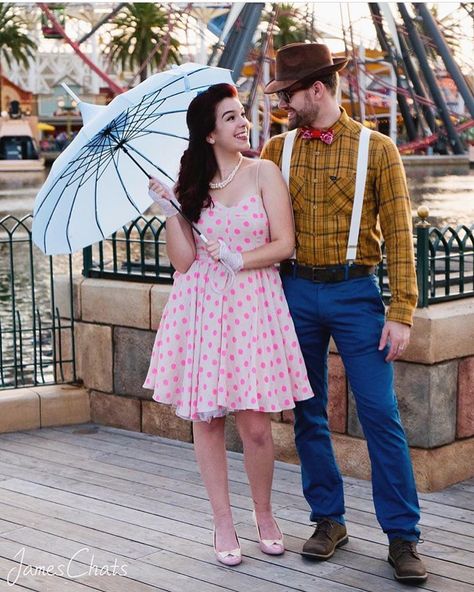 Couple Disney Bound, Disneyland Couples Outfits, Disneybound Couples, Couple Disney, Drag Ideas, Couples Disney, Dapper Day Outfits, Disney Dapper Day, Special Event Outfit