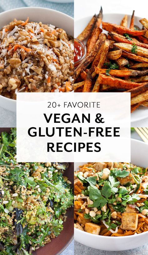 Our Favorite Gluten-free Vegan Recipes // Bowls, Salads, Soups, Breakfast, Lunch, Dinner, Snacks Recipes Bowls, Vegan Gluten Free Dinner, Gluten Free Vegetarian Recipes, Vegan Guide, Gluten Free Lunch, Healthy Vegan Snacks, Gluten Free Vegan Recipes, Dinner Snacks, Gluten Free Recipes For Dinner