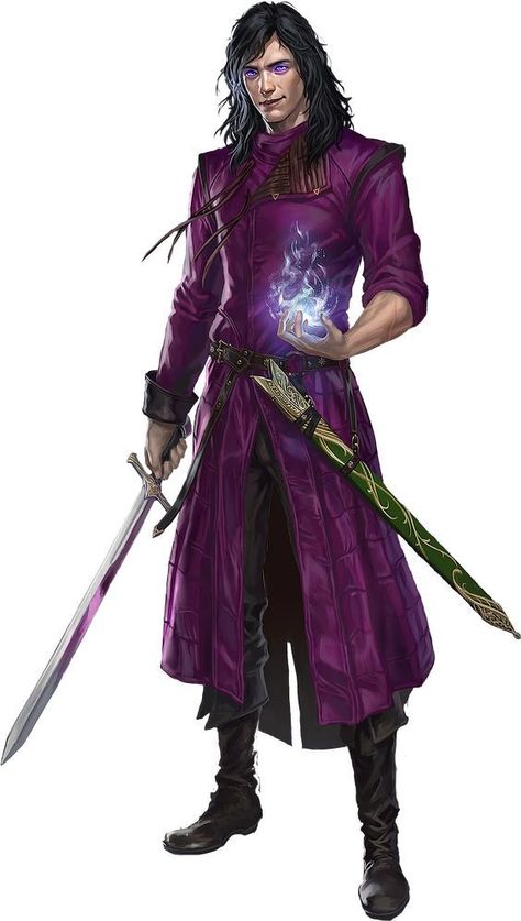 Arcane Trickster Art, Dungeons And Dragons Warlock, Dnd Hexblade Warlock, Loki Character Design, Dnd Human Sorcerer, Dnd Arcane Trickster, Hexblade Dnd, Warlock Dnd Character Concept, Human Warlock Male