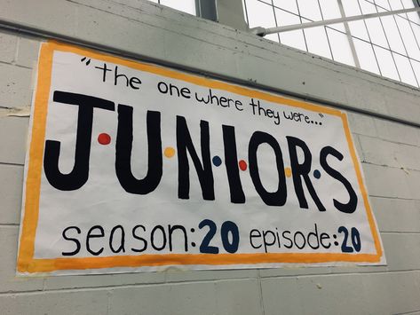 Juniors Vs Seniors Posters, Incoming Freshman Posters, Highschool Class Themes, Junior Class Spirit Posters, Juniors Poster High Schools, Junior Year High School Banners, Welcome Back Posters High School, Freshmen Poster Ideas, Senior Homecoming Hallway Themes