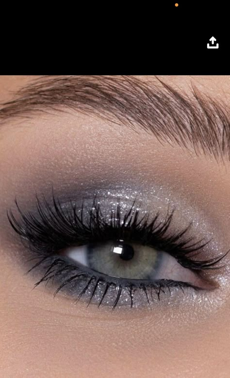 Blue Eye Makeup For Wedding, Subtle Smokey Eye For Blue Eyes, Midnight Blue Smokey Eye, Eyeshadow Looks For Grey Dress, Silver Eye Makeup Blue Eyes, Makeup That Makes Hazel Eyes Pop, Smoked Makeup Looks, Blue Eyes Dark Makeup, Formal Makeup For Blue Eyes Brown Hair