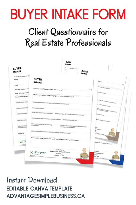 Client Questionnaire, Intake Form, Real Estate Buyers, Moving Checklist, Real Estate Templates, Meaningful Conversations, Real Estate Flyers, Online Tools, Real Estate Professionals