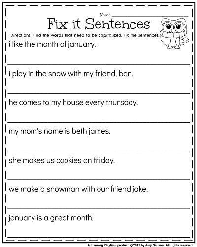 This is the ideal worksheet for EFL students to practice sentence structure in the English language. Sentence Correction Worksheets, 1st Grade Writing Worksheets, Capitalization Worksheets, Sentence Worksheet, Writing Sentences Worksheets, Punctuation Worksheets, Language Arts Worksheets, 2nd Grade Writing, 1st Grade Writing