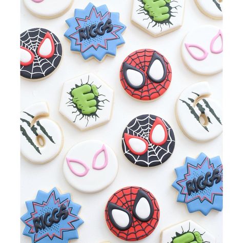 Kiley Bengtzen | Cookie Artist’s Instagram profile post: “Spidey and his amazing friends! 💥🕷🕸 • • • #spideyandhisamazingfriends #spideyandhisamazingfriendscookies #spideycookies #spidermancookies…” Spidy Party Ideas, Spidey And Amazing Friends, Spidey Amazing Friends Cake, Spidey And Friends Birthday Party Decorations, Spidey And His Amazing Friends Birthday Cookies, Spidey And His Amazing Friends Desserts, Spidey And Amazing Friends Cake, Spidey Friends Birthday, Spidey And His Amazing Friends Cake Pops